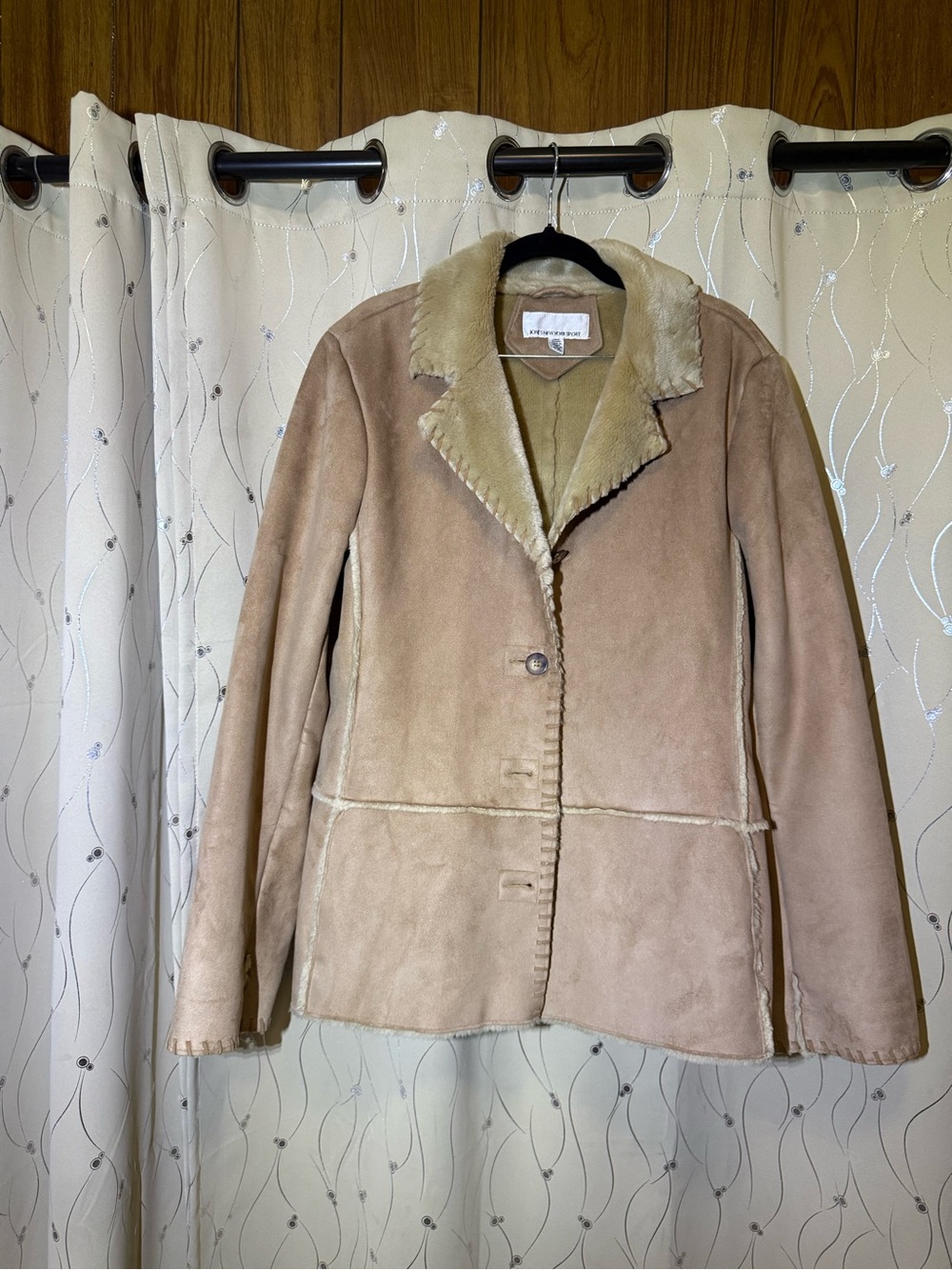 Jones New York Faux Suede Fur Lined Coat Size Large NWOT - Picture 3 of 9